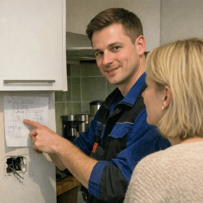 Freundlicher Techniker bei der Kundenberatung vor Ort